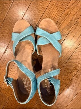 TOMS Women's Teal Crisscross Ankle-Strap Sandals